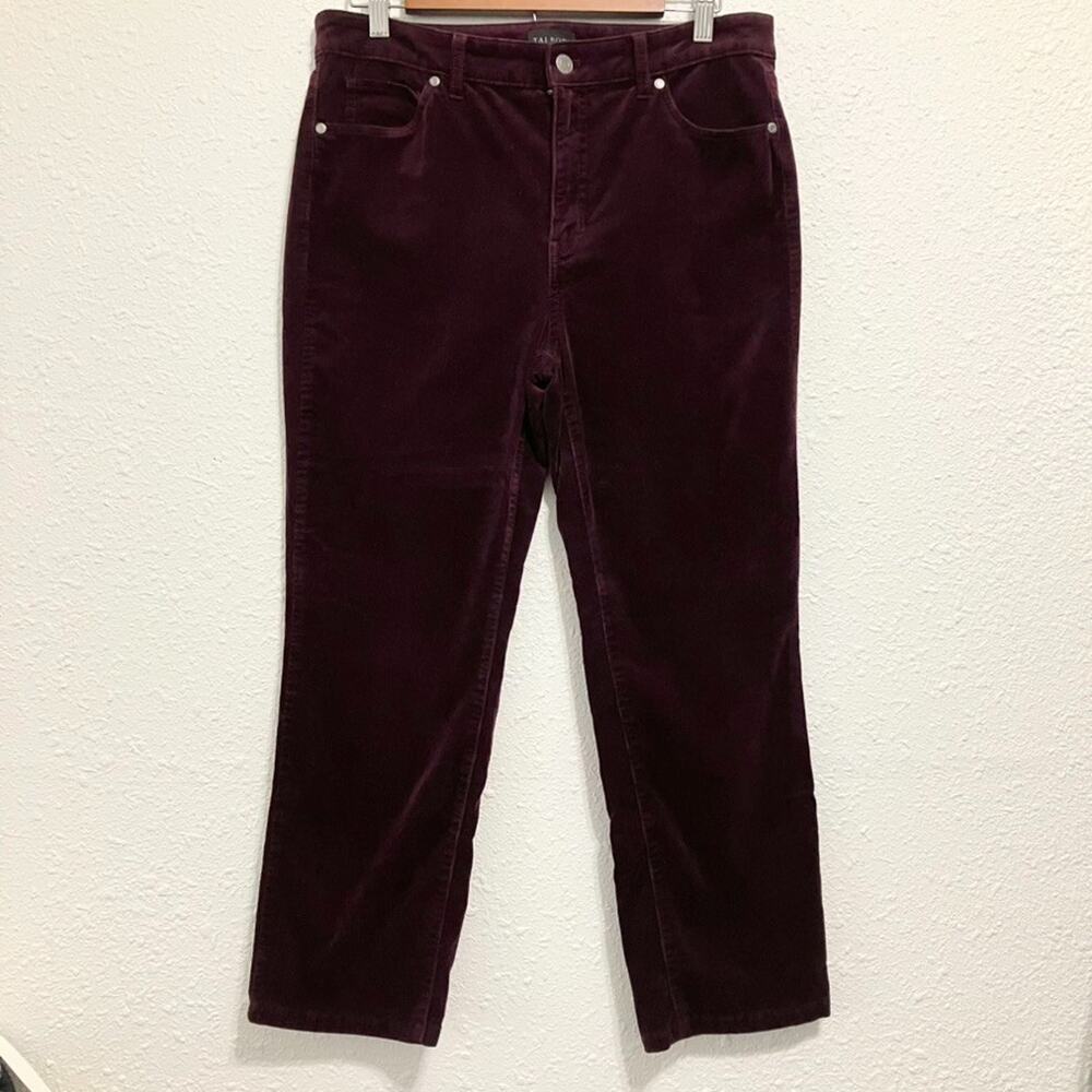 Talbots Women's Burgundy Corduroy Straight Leg Pants Pockets High Rise 8P